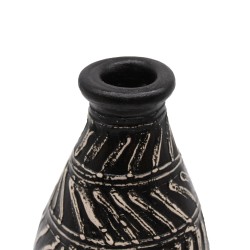 Keramikvase mit griechischem Motiv in Schokoladenfarbe, 32x15cm.