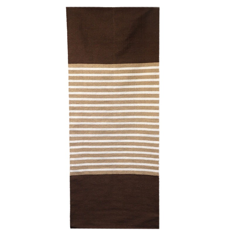 Tapis en coton indien - 70x170cm - Marron foncé / Beige-TAPIS INDIENS-HOSTENATURA