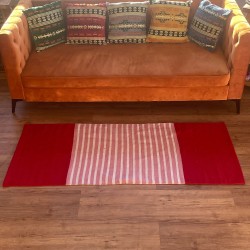 Tapis en coton indien - 70x170cm - Rouge/Rose