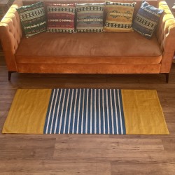 Tapete de Algodão Indiano - 70x170cm - Amarelo/Azul