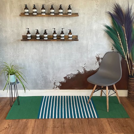 Tappeto indiano in cotone - 70x170 cm - Blu/Verde