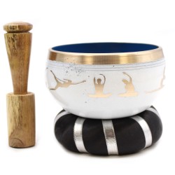 Tibetan Bowl Set - Yoga Movements - White/Blue 10.7 cm