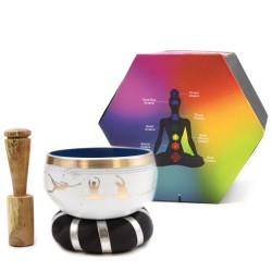 Tibetan Bowl Set - Yoga Movements - Weiß/Blau 10,7 cm