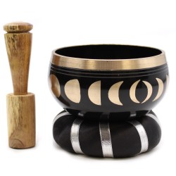 Tibetan Bowl Set - Moon Phase - Black 10.7 cm