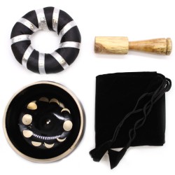 Tibetan Bowl Set - Moon Phase - Black 10.7 cm