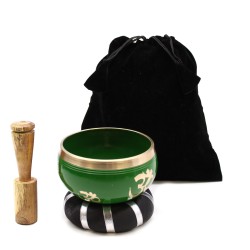 Tibetan Bowl Set - Tree of Life - Green 10.7 cm