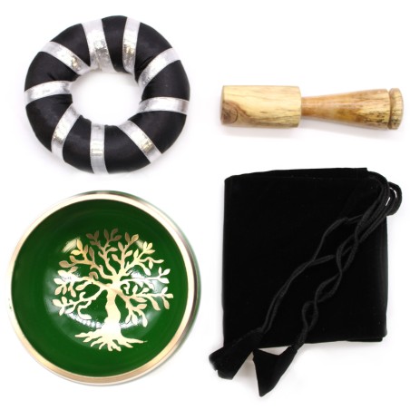 Ensemble de bols tibétains - Arbre de vie - Vert 10,7 cm