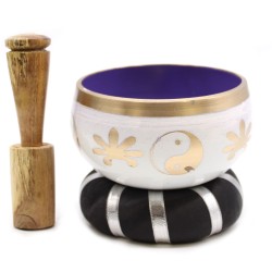 Tibetan Bowl Set - Yin & Yang - White/Purple 10.7 cm