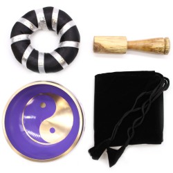 Conjunto de Tigelas Tibetanas - Yin & Yang - Branco/Roxo 10,7 cm