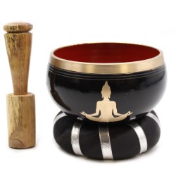 Set Boluri Tibetane - Buddha - Negru/Portocaliu 10,7 cm