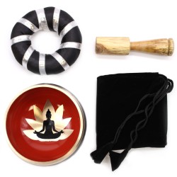 Set Boluri Tibetane - Buddha - Negru/Portocaliu 10,7 cm