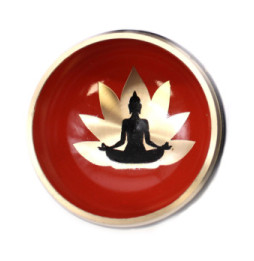 Juego de Cuenco Tibetano - Buda - Negro/Naranja 10,7 cm