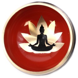 Tibetan Bowl Set - Buddha - Black/Orange 10.7 cm