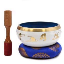 Lrg Tibetar Bowl Set - Yoga Mugimendua - Zuria/Urdina 14cm