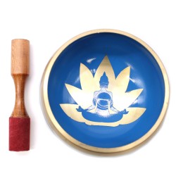 Lrg Tibetar Bowl Set - Yoga Mugimendua - Zuria/Urdina 14cm