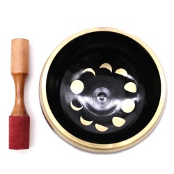 Lrg Tibetano Bowl Set - Moon Phase - Negro 14 cm