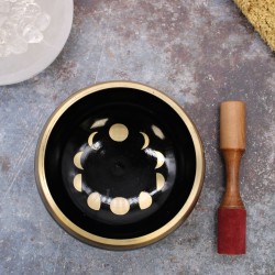 Lrg Tibetano Bowl Set - Moon Phase - Negro 14 cm