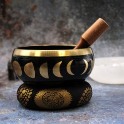 Tibetan Bowl Set Lrg - Moon Phase - Black 14cm