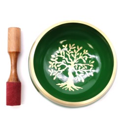 Conjunto de Tigelas Tibetanas Lrg - Árvore da Vida - Verde 14cm