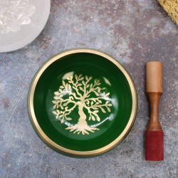 Lrg Tibetano Bowl Set - Árbore da Vida - Verde 14 cm