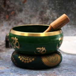 Conjunto de Tigelas Tibetanas Lrg - Árvore da Vida - Verde 14cm