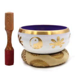 Tibetan Bowl Set Lrg - Yin & Yang - White/Purple 14cm