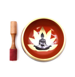Juego de Cuenco Tibetano Lrg - Buda - Negro/Naranja 14cm