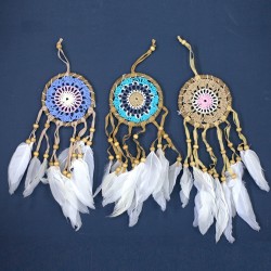 Dreamcatcher-Macramé arrosa 9 cm (Askotariko koloreak)