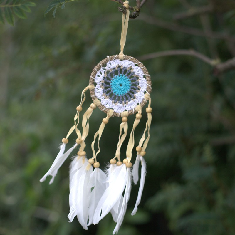 Atrapasueños de macramé azul 9 cm (colores variados)-BALI DREAM CATCHER-HOSTENATURA