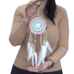 Dream catcher-pink macrame 12cm (random colors)