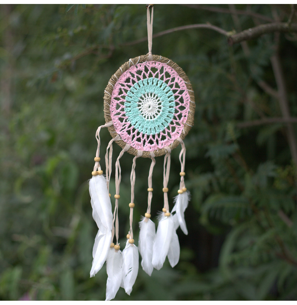 Atrapasueños-Macramé Rosa 16cm (Colores Surtidos)-BALI DREAM CATCHER-HOSTENATURA