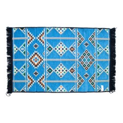 Alfombra Kilim 125x80 cm - Azul Ceo