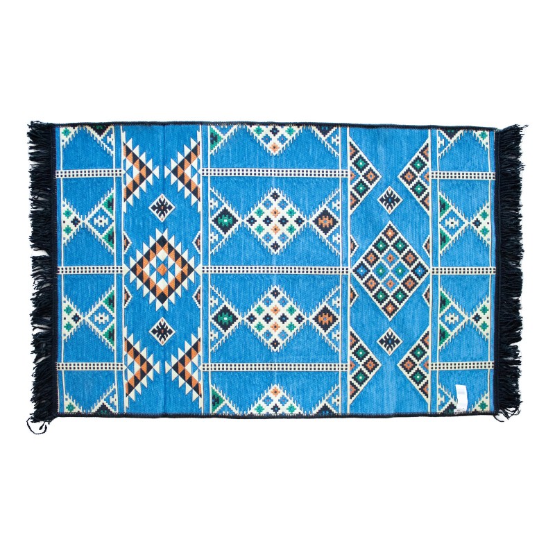 Alfombra Kilim 125x80 cm - Azul Ceo-ALFOMBRAS KILIM-HOSTENATURA