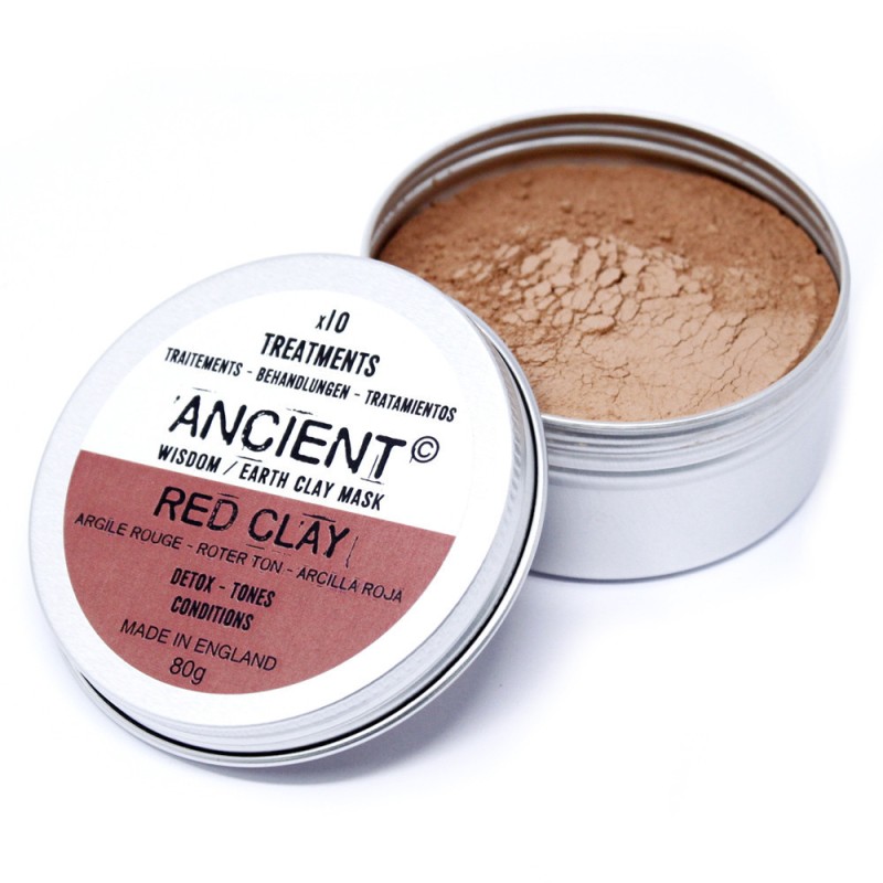 Red Clay Mask 80g - Fettige Haut - Entgiftet und strafft die Haut-TON-GESICHTSMASKEN-HOSTENATURA