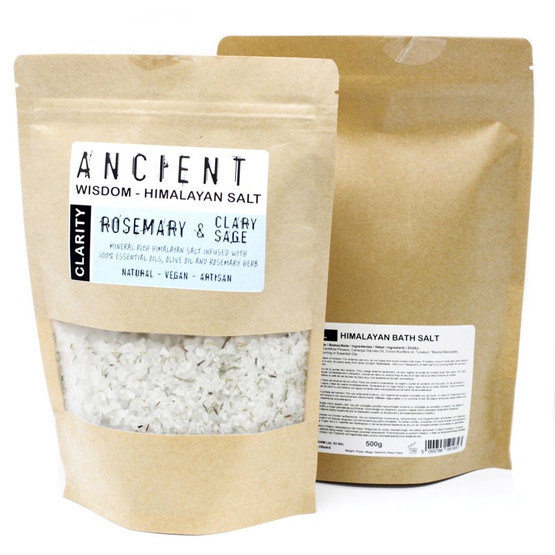 Himalayan Bath Salt Blend - 500 g - Clarity - Rosemary, Clary Sage and Olive Oil-BATH SALT MIXES 500gr-HOSTENATURA