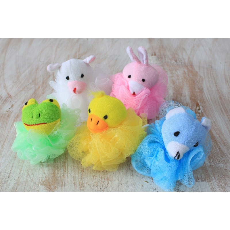 Bath Sponge - Animal Cotton 5 assorted 27gm-BATH SPONGES-HOSTENATURA