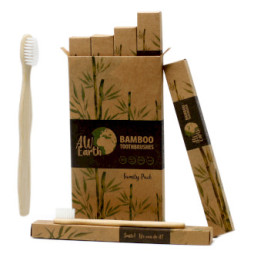 Cajas de 4 Cepillos de bambú-Blanco-2 Adultos 2Niños