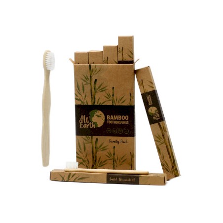 Boites de 4 Brosses en Bambou-Blanc-2 Adultes 2Enfants