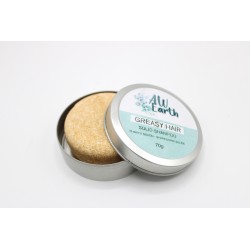 Shampoing solide artisanal en boîte - Cheveux gras - 70gr. - Vegan