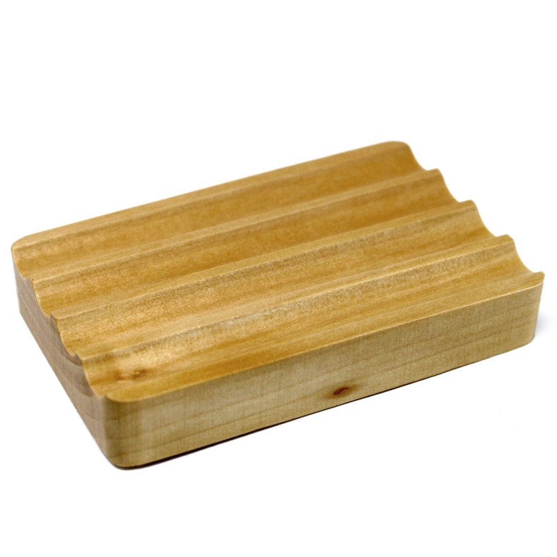 Hemu Wooden Soap Dish - Ribbed-HEMU WOODEN SOAP DISHES-HOSTENATURA