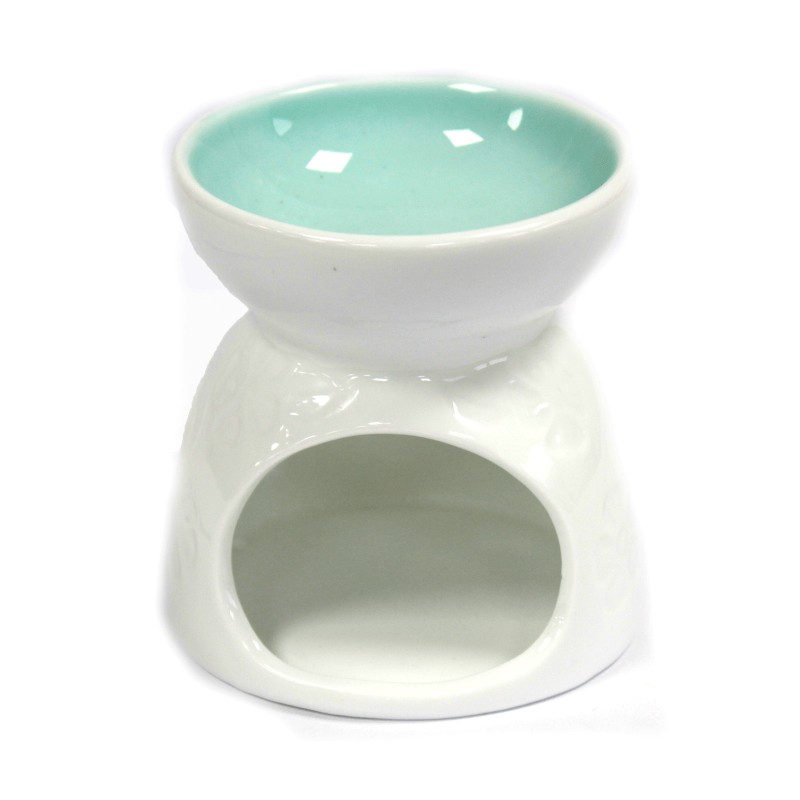 Classic Oil Burner - Floral & Blue-CLASSIC WHITE OIL BURNERS-HOSTENATURA