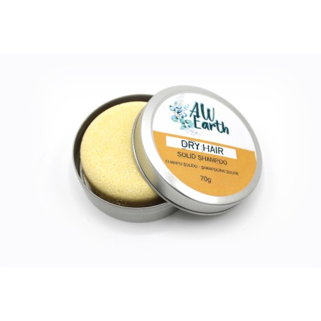 Shampoing solide fait main en boîte - Cheveux secs - 70 gr. - Vegan