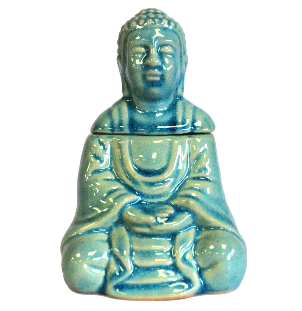 Quemador aceite Buda sentado - azul