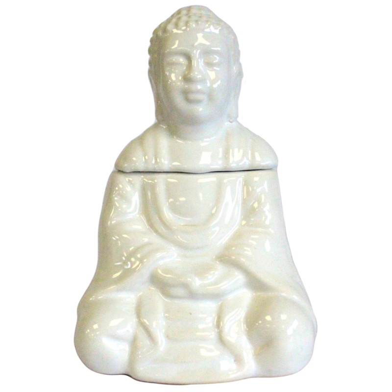 Buddha sitting oil burner - White-CLASSIC BUDDHA OIL BURNERS-HOSTENATURA