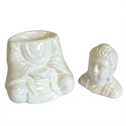 Bruciatore d'olio Buddha seduto - Bianco - 4