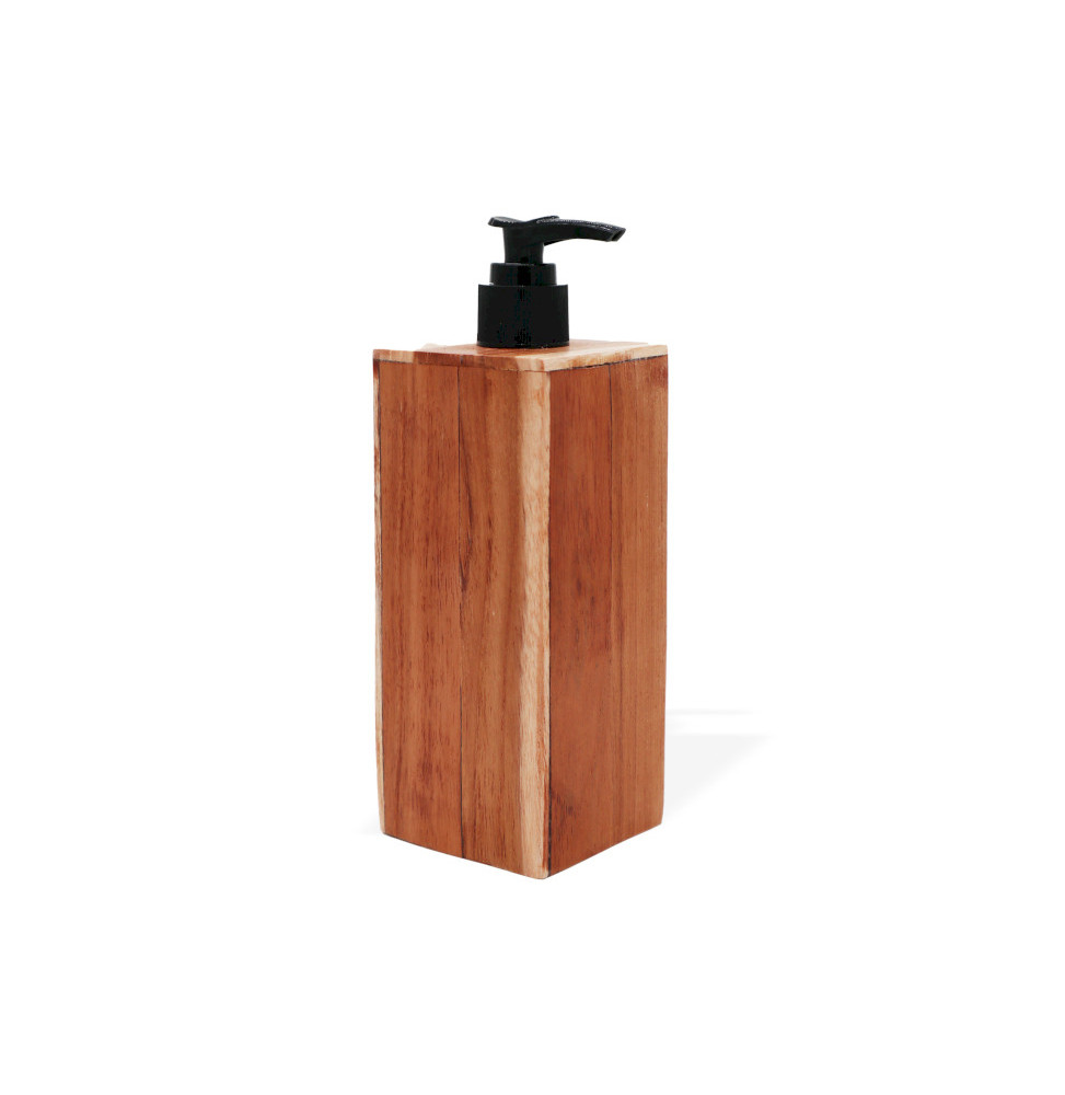 Dispensador de jabón de madera de teca natural - Cuadrado