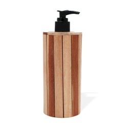 Dispenser di sapone in legno di teak naturale - Rotondo