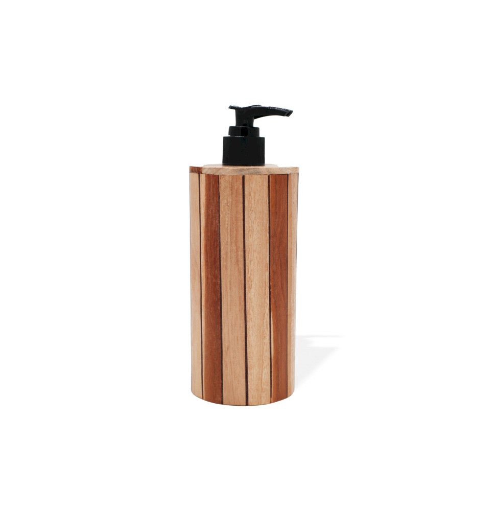 Dispensador de jabón de madera de teca natural - Redondo-DISPENSADORES DE XABÓN DE MADEIRA-HOSTENATURA