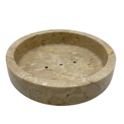 Porte-savon plat rond en marbre miel