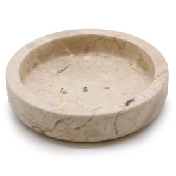 Porte-savon plat rond en marbre miel